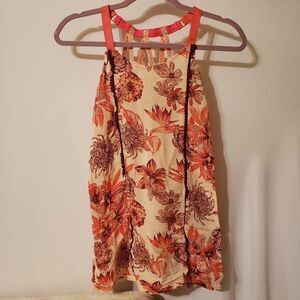 14 Maaji Orange Tan Hawaiian Floral blouse